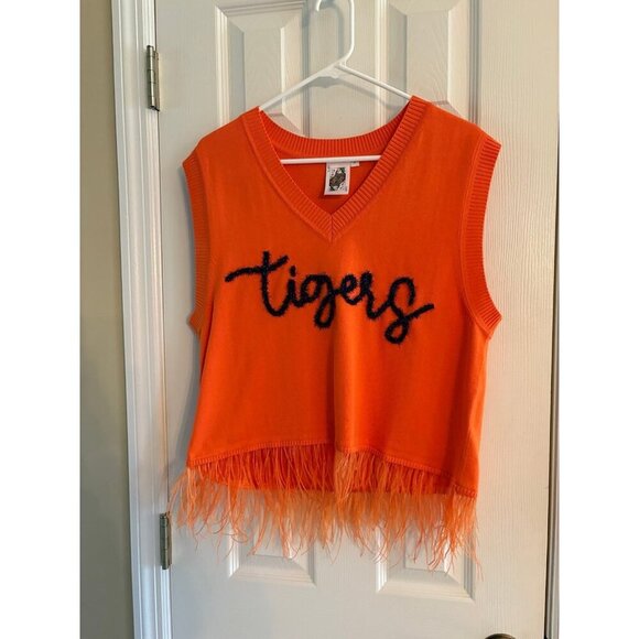 QUEEN OF SPARKLES Tops - Queen of Sparkles Clemson Tigers Feather Tank Top